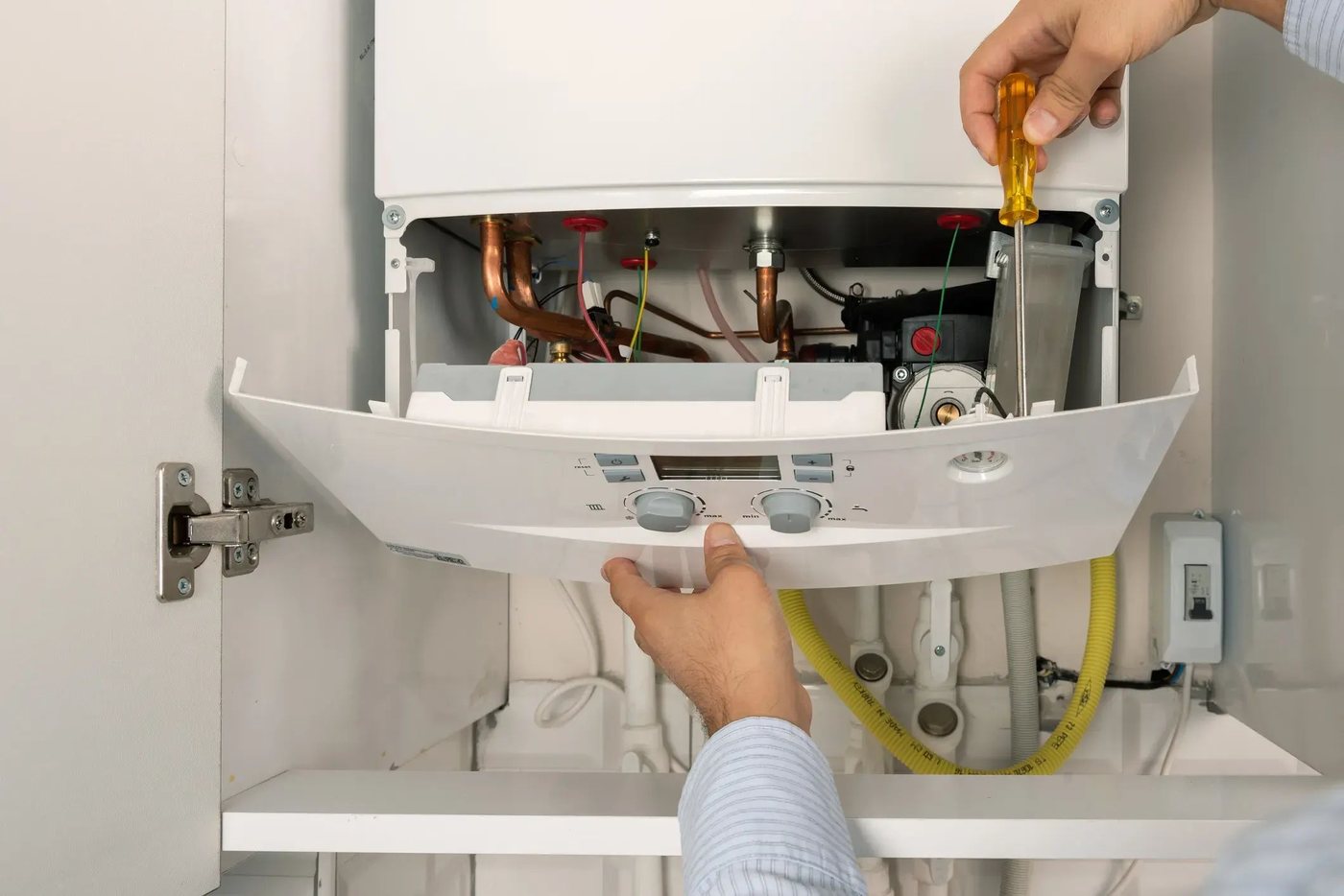 Boiler room installation with organised pipework