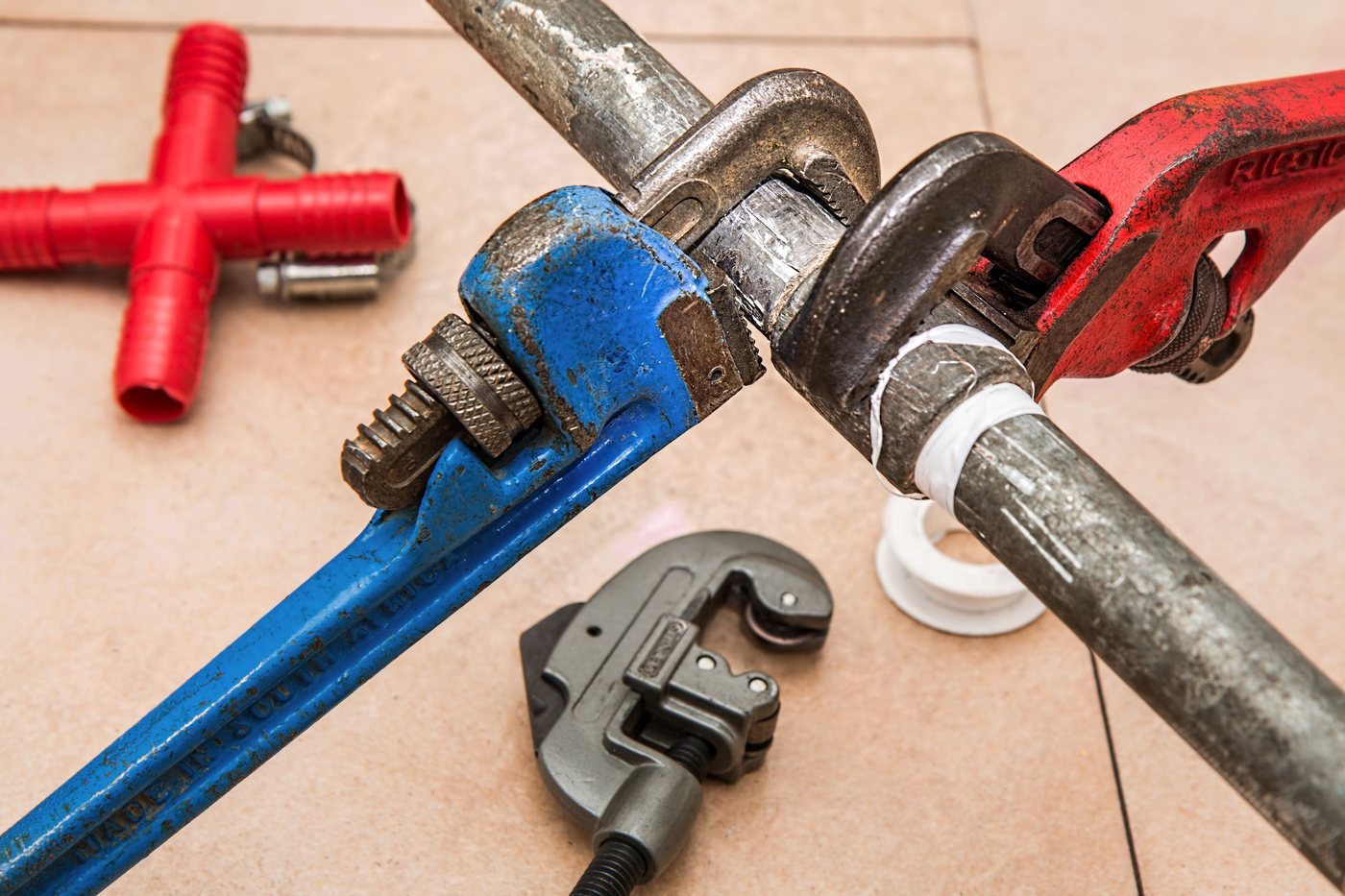 Professional plumbing equipment ready for work